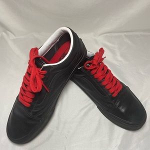 VANS Old Skool Mens Size 8.5 Wmn 10 Black Leather Low Top Skate Shoes Sneakers